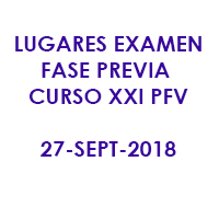 Curso XXI lugares examen teórico Fase Previa-27 septiembre 2018